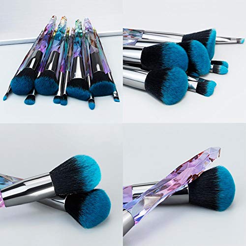 Teabelle 10pcs / Set Brochas de Maquillaje Diamante Unicornio Pincel de Cristal Pinceles Maquillaje Herramienta Cosmética Verde Oscuro