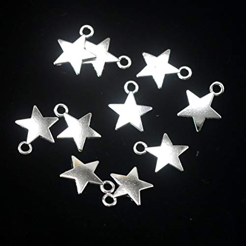 TENDYCOCO 100 piezas de plata antigua encantos de fabricación de joyas encantos de aleación colgantes de estrellas para collar pulsera artesanía DIY