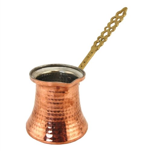 The Turkish Emporium Cafetera Turco de Cobre con asa de Metal – Gran tamaño 3 Tazas