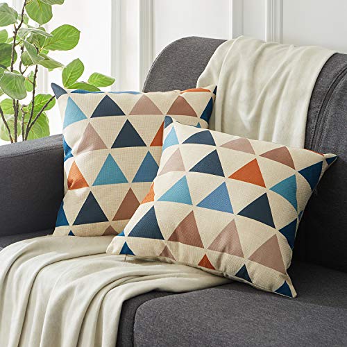 Topfinel hogar geometria algodón Lino Cuadrado Manta Decorativa Almohadas Fundas de cojín para Sala de Estar Juego de 4,45x45cm