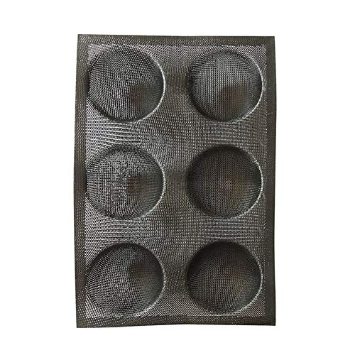 Topxingch - Molde de silicona antiadherente para hornear pan, hamburguesas y pan, 6 agujeros negro