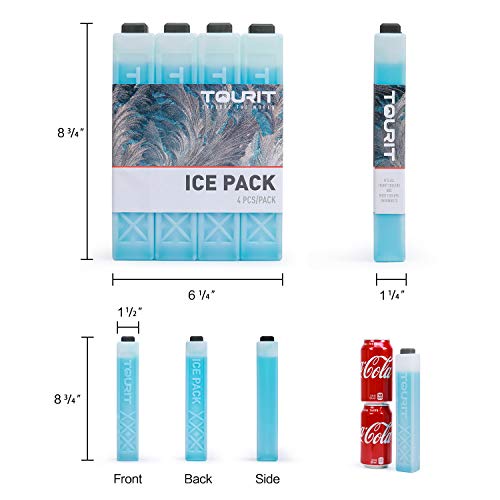 TOURIT - Paquetes de hielo reutilizables de larga duración para congelador, mochila, loncheras/cajas, camping, playa, picnics, pesca y más (juego de 4)