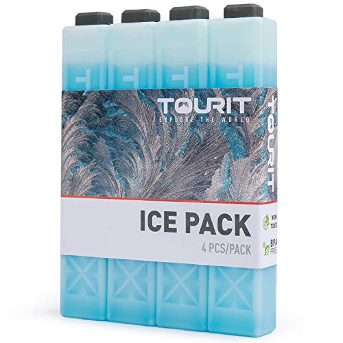 TOURIT - Paquetes de hielo reutilizables de larga duración para congelador, mochila, loncheras/cajas, camping, playa, picnics, pesca y más (juego de 4)