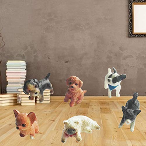 Toyvian 6pcs Mini Decoraciones del Gato del Perro estatuillas Animales en Miniatura Juguetes para Mascotas Adornos