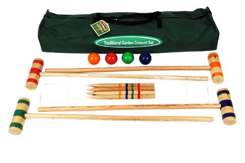 Traditional Garden Games, Kit de 96 cm para Croquet de Jardín en Bolsa de Tela para Transportar