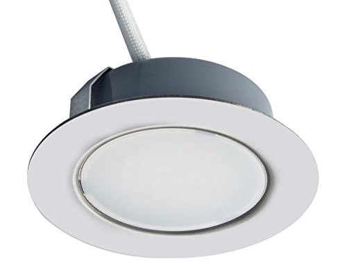 Trango Juego de 1 - 12V AC / DC Foco empotrable para muebles LED, empotrado, luz de techo TGG4E-018 en cromo para reemplazar luces de muebles convencionales G4 luces de campana de cocina, etc.