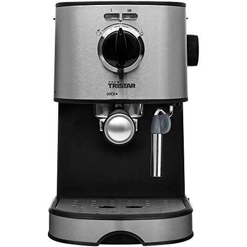 Tristar CM-2275 Cafetera Espresso, 850 W, 1.2 litros, Acero Inoxidable, Negro