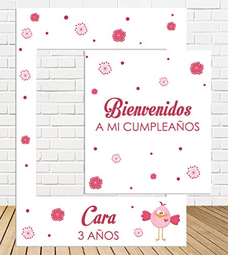 Tu Fiesta Mola Mazo Photocall Infantil Pajarito Rosa 80x1010cm| Personaliza Marco Original| Photocall económico…