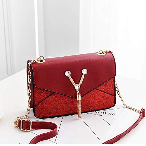 TUDUZ Bolsa Mujer Bandolera Bolsas Crossbody Bolsa de cuero (Rojo)