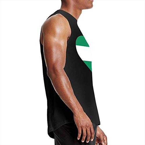 TYUHN Mens Nigerian Flag Half America Flag Half Heart Shaped Camisetas sin Mangas Algodón Ejercicio Bodybuilding Tank Tops