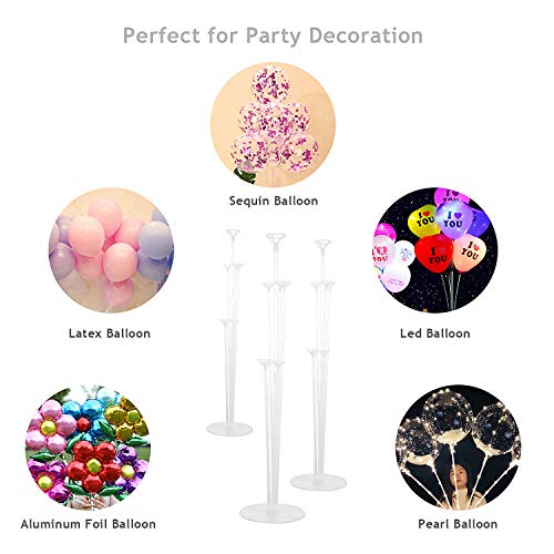 Ulikey 4 Juegos de Kit de Soporte de Globo Transparente, Juego de Soporte Palos de Globos, Árbol de Globos con Paleta de Plástico Soporte de Globos, Decoración, Boda, Cumpleaños