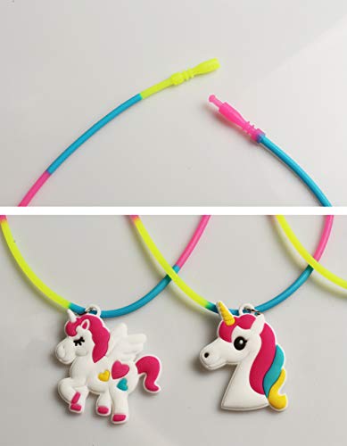 Unicornio Collar Llavero Rubber Anillo Espiral Pelo Corbatas Pulsera Silicona Goma Horquilla Pinza Pelo Cabello Escuela Clase Piñata Cumpleaños Xmas Adornos Juguete Bolsas Relleno llenador Regalo