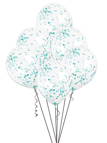 Unique Party- Globos confeti, Color azul cerceta (58108)