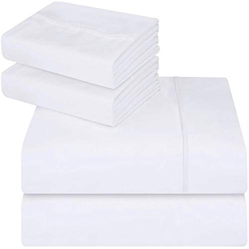 Utopia Bedding Juego Sábanas de Cama - Microfibra Cepillada - Sábanas y 2 Fundas de Almohada - (Cama 150, Blanco)