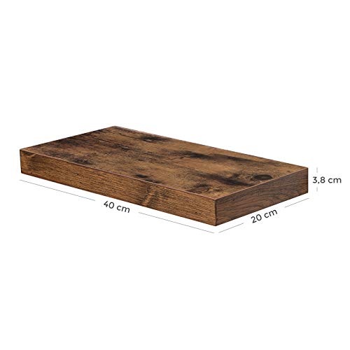 VASAGLE Estante Flotante, Estante de Pared para Fotos, Decoraciones, en Salón, Cocina, Pasillo, Dormitorio, Baño, Marrón Rústico LWS24BX