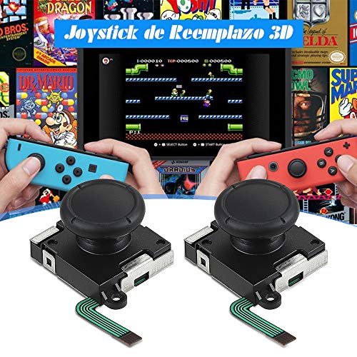 Vastar 2Pcs 3D Joysticks Analógicos de Reemplazo para Nintendo Switch Joy-Con con 4 Tapas para Joystick, Destornillador de Tres Alas y Cruz, Herramientas de palanca, Cepillo de Limpieza, Tornillos