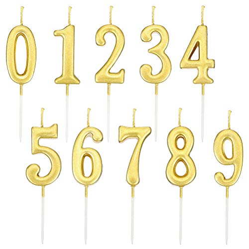 Velas de Números de Cumpleaños,Digital Topper de Pastel de Número 0-9 Pastel de Cumpleaños para Bodas Fiesta Aniversario Pastel Decoraciones Suministros Oro