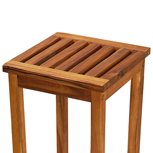 vidaXL 2X Acacia Taburete Alto Bar Cuadrado Madera Sillas Barra Altas Cocina