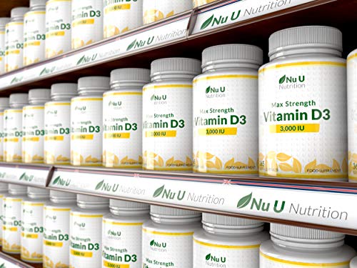 Vitamina D3 3000 UI | 365 Cápsulas Blandas (Suministro Para Todo el Año) | Suplemento de Vitamina D3 Tres Veces Más Concentrado, Colecalciferol de Alta Absorción | Libre de Gluten Y Lácteos