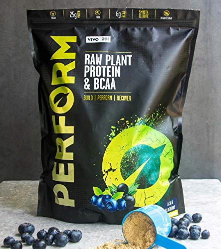 Vivo Life Realizar Polvo De Proteína Crudivegana. Guisante Y Cáñamo Mezclan Con Bcaa 910g 910g Acai and blueberry