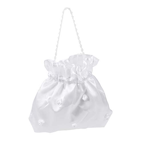 VORCOOL novia dama blanco satinado Flores Dolly bolsa bolso de mano