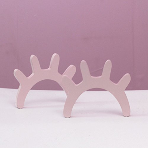 VORCOOL Un Par de 3D Pestañas de Madera de Pared Calcomanía para la Decoración de Sala de Estar Dormitorio para Niños (Rosa)