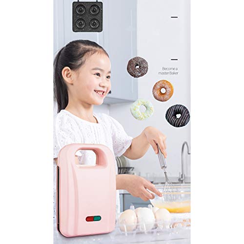 Waflera Electrica,MáQuina De Desayuno Sandwich Multifuncional Mango Anti Escaldado Humanizado Puede Hacer Rosquillas, Crepes, Pasteles, MáQuinas De Panini,Red-6baking-trays