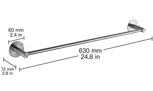 Wangel Toallero de Barra Fijar Sin Taladrar 60cm, Pegamento Patentado + Autoadhesivo, Acero Inoxidable, Acabado Cepillado