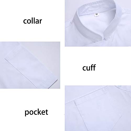 WANGJ Uniforme De Chef del Hotel Mono De Manga Corta para Hornear Pasteles Fruta Leche Tienda De Té Tela Cómoda Tienda De Ollas Calientes Chaqueta De Cajero De La Oficina Principal,Blanco,XL