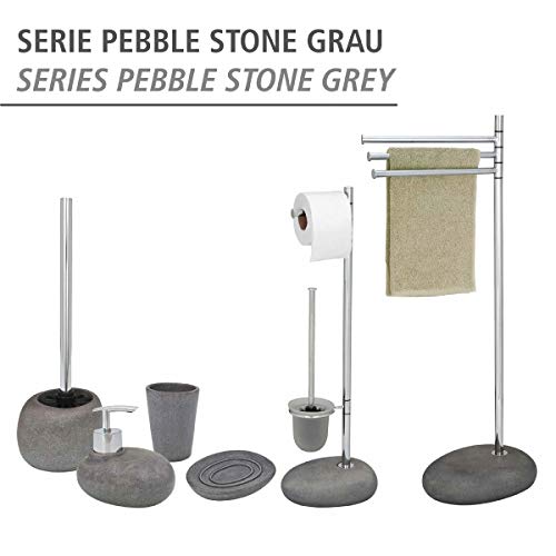 Wenko Pebble Stone Vaso para Cepillos de Dientes, Poliresina, Gris, 7.8x8.8x10.7 cm