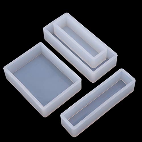 WentingZWT - Moldes de resina para castillos geométricos, juego de moldes de epoxi rectangulares, hechos a mano, molde de silicona