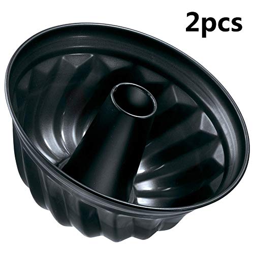 WENTS Molde Savarín Hondo para Bizcocho Forma Bundt Cake para Horno Redondo Antiadherente 22 cm, 2pcs