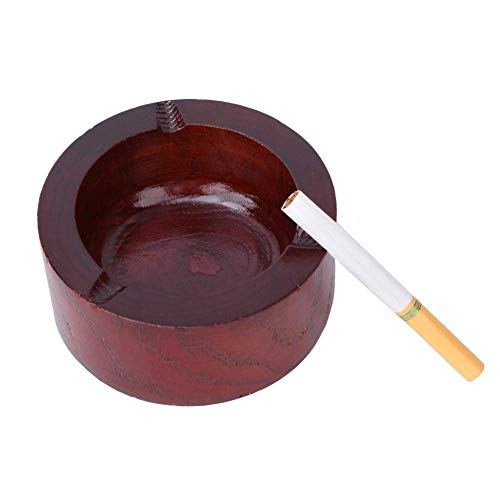 Wghz Cenicero de Madera, Bandeja de Escritorio para Cigarrillos, Creativo, Redondo, Original, cenicero de Madera para Cigarrillos, para Oficina, Bar, Interior, Exterior (L)