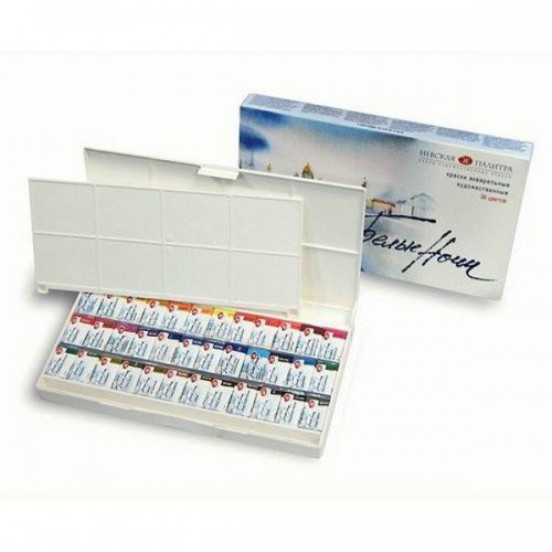 White Nights Watercolour Set de Pintura de Acuarela Sólida, 36 Colores, Blanco