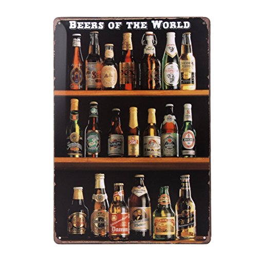 winomo Beers of the world Vintage Cartel de chapa pared decoración