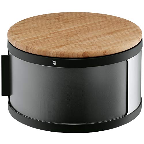 WMF Gourmet Panera Tambor con Tabla para Cortar, Bamboo, Acero Inoxidable, Sintético, Negro