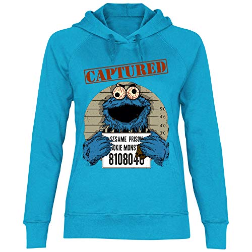 wowshirt Sudadera con Capucha Halloween Cookie Wanted Terror del Monstruo de la Galleta para Mujer, Tamaño:L, Color:Azure Blue