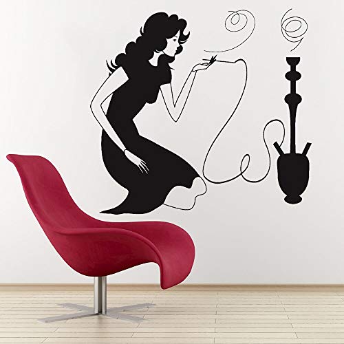 wZUN Calcomanía de Pared de Humo Hookah árabe café decoración del hogar Mujer Sexy Fumar Vinilo Pegatina de Pared decoración 36X33cm