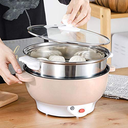 XIAOQIAO Eléctrica Hot Pot, de múltiples Funciones Olla, Sartén eléctrico Antiadherente con Tapa, Olla Pan, for Bistec, Huevo, arroz Frito, Ramen, harina de Avena, Sopa (Size : M)