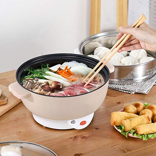 XIAOQIAO Eléctrica Hot Pot, de múltiples Funciones Olla, Sartén eléctrico Antiadherente con Tapa, Olla Pan, for Bistec, Huevo, arroz Frito, Ramen, harina de Avena, Sopa (Size : M)