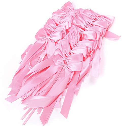 Xinlie 50pcs lazos de tul para decorar boda silla cestas coche La cinta delicada de los Bowknots del final del banco de la boda de arquea las decoraciones (Rosa)