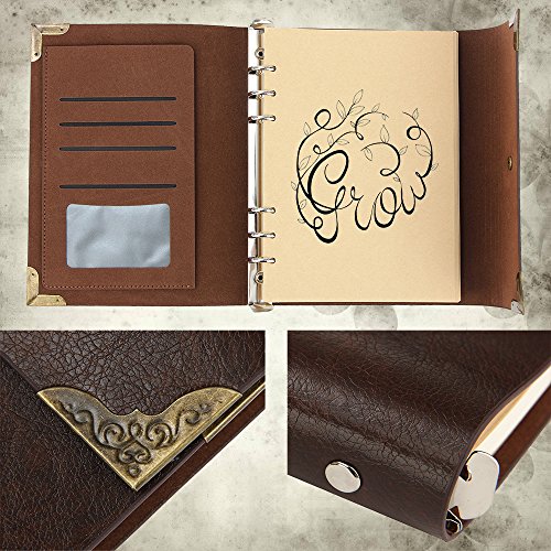 XIUJUAN A5 Libreta Bonitas Cuaderno Blanco de Cuero Vintage Diario de Viaje Bloc de Notas Bolsillos Regalos Originales Navidad San Valentín Cumpleaños Aniversario Boda para Hombre Mujer Niños, Café