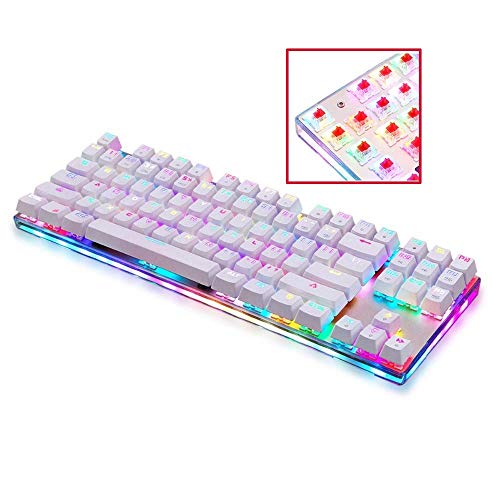 XIUYU Accesorios Teclado de Ordenador, K87S USB Teclado Atado con Alambre del Juego mecánico con luz de Fondo, 87 Teclas Interruptor Rojo (Color: Color1) (Color: Color1)