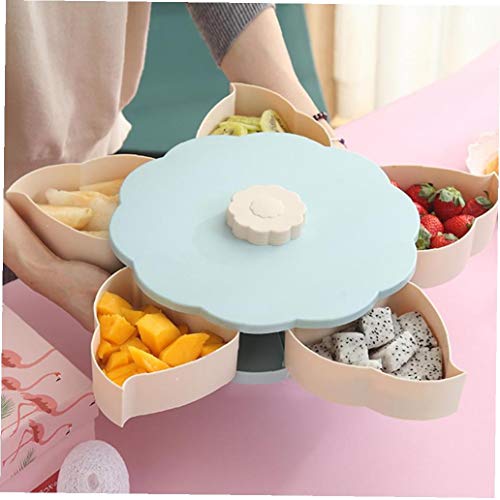 XKJFZ Bandeja Caramelo Caja De Dulces con La Rotación De Forma Contenedor Multifuncional para La Paja De Trigo Tuerca Pétalo Pastelería Bocado Confitería Y Soporte De Confitería 1PC Azul Caramelo