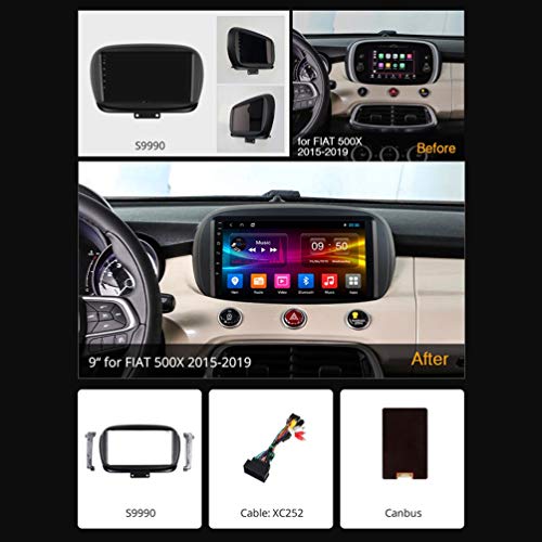 XMZWD Navegación GPS para Automóvil Reproductor De Radio Automático Android 9.0 4G LTE 360 Panorama, para Fiat 500X 4G + 64G Soporte WiFi/USB/Bluetooth/Enlace De Espejo