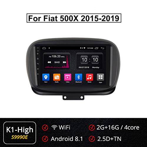 XMZWD Navegación GPS para Automóvil Reproductor De Radio Automático Android 9.0 4G LTE 360 Panorama, para Fiat 500X 4G + 64G Soporte WiFi/USB/Bluetooth/Enlace De Espejo