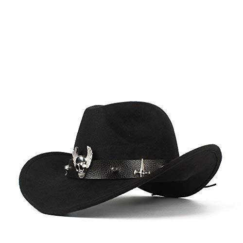 XueQing Pan decoración de Moda con Sombrero Ecuestre cómodo Dakota de Lana triturable Sombrero Casual de Vaquero Occidental, Lana y poliéster, Negro, 56-58cm