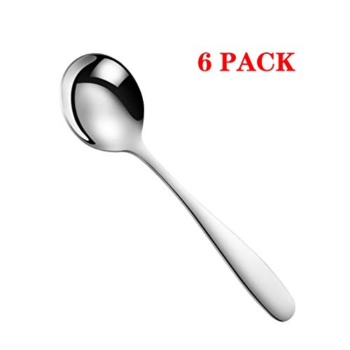 XuYuanjiaShop Cuchara de China 7 Pulgadas de Acero Inoxidable Cuchara, Sopa de Color Cuchara, cucharita de café, Cuchara de Helado Juego de 6 Cucharas de Mesa, Cucharas de Postre (Color : A)