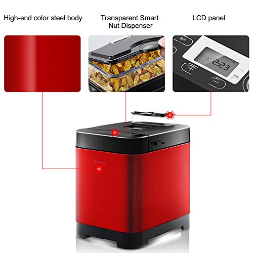 YAOJP Panificadoras De Pan Automática con Pantalla LCD, 18 Programas, 3 Colores De Corteza, Temporizador De Retraso De 13 Horas, 1 Hora Mantener Caliente Panificadora