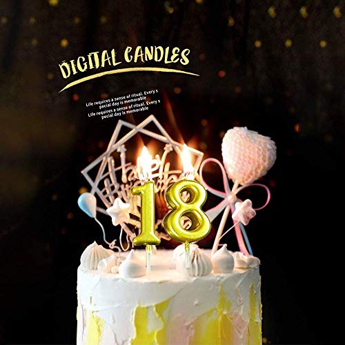 YFOX 10 piezas de cumpleaños digital vela y 3 tarjetas de cumpleaños torta de la vela pastel sombrero de la decoración de la fiesta de cumpleaños decoración para tart